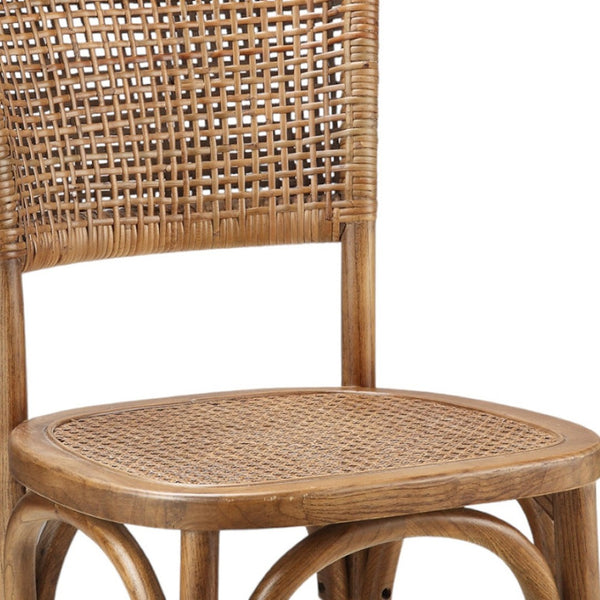 HomeRoots Set of Two Rustic Brown Rattan Dining Side Chairs - Stylish, Versatile, and Durable Seating Solution 527904