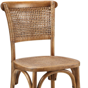 HomeRoots Set of Two Rustic Brown Rattan Dining Side Chairs - Stylish, Versatile, and Durable Seating Solution 527904