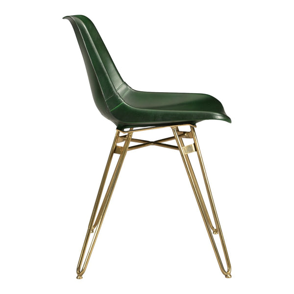 HomeRoots Set of Two Green and Gold Upholstered Leather Dining Chairs for Stylish and Versatile Seating Options 527906