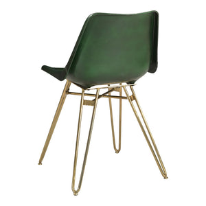 HomeRoots Set of Two Green and Gold Upholstered Leather Dining Chairs for Stylish and Versatile Seating Options 527906