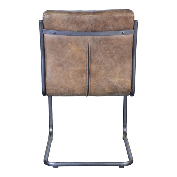 HomeRoots Set of Two Industrial Brown Leather and Iron Dining Chairs - Stylish Accent Seating for Any Room 527909