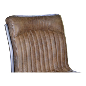 HomeRoots Set of Two Industrial Brown Leather and Iron Dining Chairs - Stylish Accent Seating for Any Room 527909
