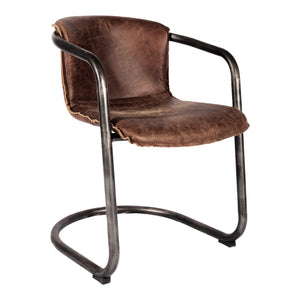 HomeRoots Set of Two Elegant Brown & Silver Upholstered Leather Dining Arm Chairs for Stylish Comfort 527910