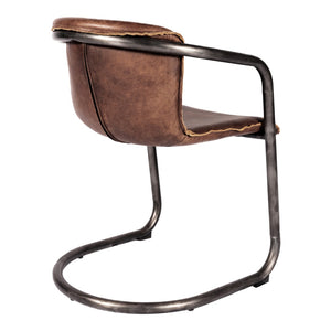 HomeRoots Set of Two Elegant Brown & Silver Upholstered Leather Dining Arm Chairs for Stylish Comfort 527910