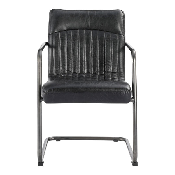 HomeRoots Set of Two Contemporary Black Leather and Iron Dining Chairs for Stylish Comfort and Versatility 527911