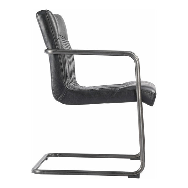 HomeRoots Set of Two Contemporary Black Leather and Iron Dining Chairs for Stylish Comfort and Versatility 527911