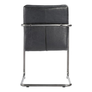 HomeRoots Set of Two Contemporary Black Leather and Iron Dining Chairs for Stylish Comfort and Versatility 527911