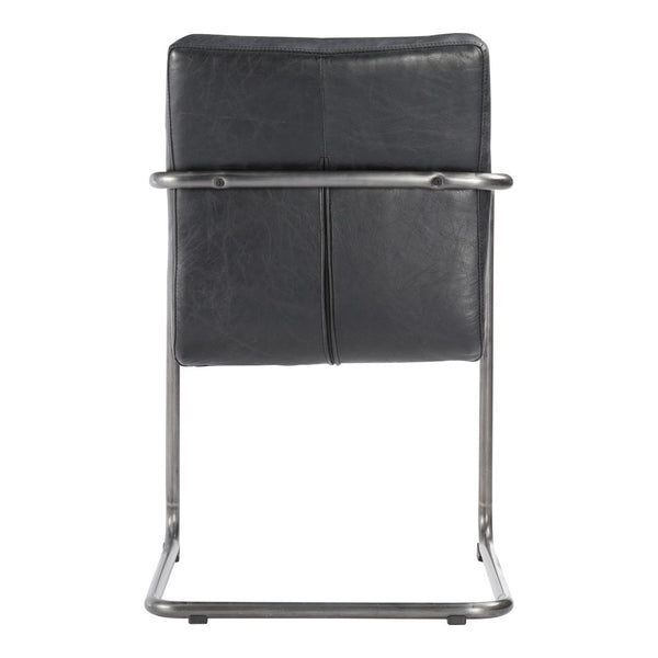 HomeRoots Set of Two Contemporary Black Leather and Iron Dining Chairs for Stylish Comfort and Versatility 527911