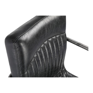 HomeRoots Set of Two Contemporary Black Leather and Iron Dining Chairs for Stylish Comfort and Versatility 527911