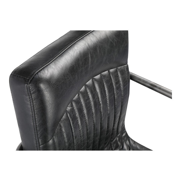 HomeRoots Set of Two Contemporary Black Leather and Iron Dining Chairs for Stylish Comfort and Versatility 527911