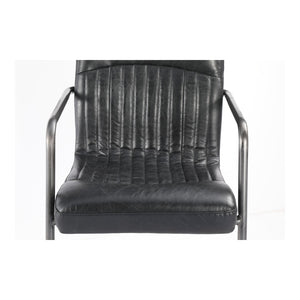 HomeRoots Set of Two Contemporary Black Leather and Iron Dining Chairs for Stylish Comfort and Versatility 527911