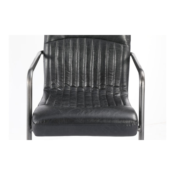 HomeRoots Set of Two Contemporary Black Leather and Iron Dining Chairs for Stylish Comfort and Versatility 527911