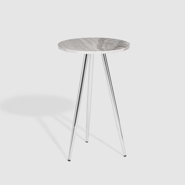16" 3-Leg Glam Side Table Grey UV Marble, Chrome, Faux Grey Vein Cut Marble TLLL8KGVCR Walker Edison