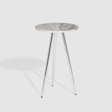 16" 3-Leg Glam Side Table Grey UV Marble, Chrome, Faux Grey Vein Cut Marble TLLL8KGVCR Walker Edison