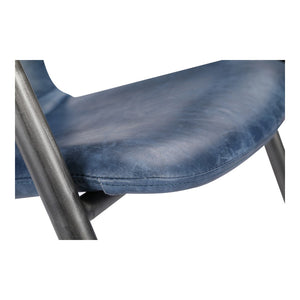 HomeRoots Set of Two Stylish Blue Leather and Black Iron Dining Arm Chairs for Modern Home Décor 527913
