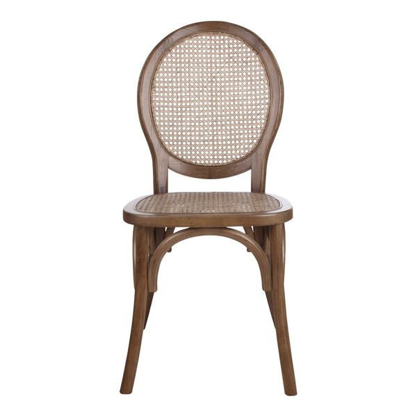 HomeRoots Set of Two Elegant Brown Rattan King Louis Dining Arm Chairs for Stylish Home and Event Decor 527914