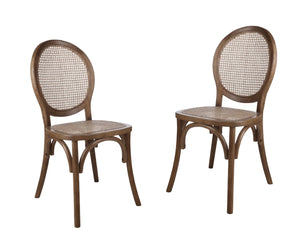 HomeRoots Set of Two Elegant Brown Rattan King Louis Dining Arm Chairs for Stylish Home and Event Decor 527914