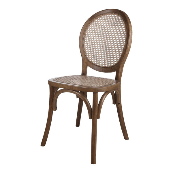 HomeRoots Set of Two Elegant Brown Rattan King Louis Dining Arm Chairs for Stylish Home and Event Decor 527914