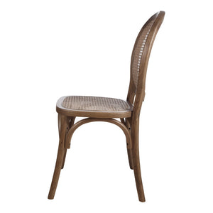 HomeRoots Set of Two Elegant Brown Rattan King Louis Dining Arm Chairs for Stylish Home and Event Decor 527914