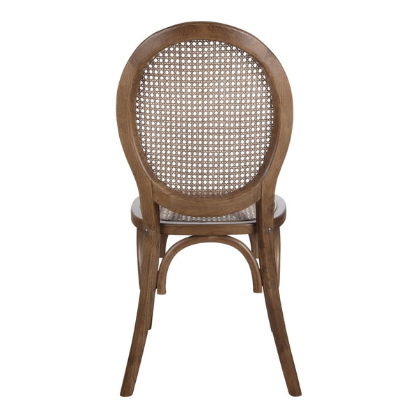 HomeRoots Set of Two Elegant Brown Rattan King Louis Dining Arm Chairs for Stylish Home and Event Decor 527914