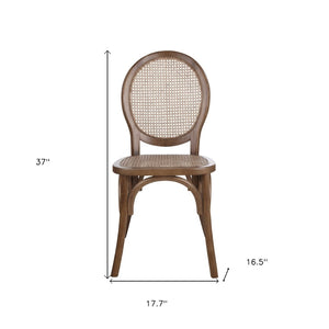 HomeRoots Set of Two Elegant Brown Rattan King Louis Dining Arm Chairs for Stylish Home and Event Decor 527914