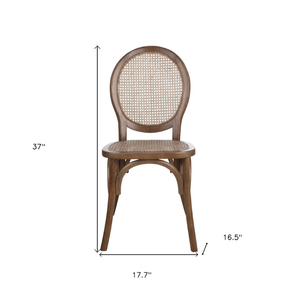 HomeRoots Set of Two Elegant Brown Rattan King Louis Dining Arm Chairs for Stylish Home and Event Decor 527914