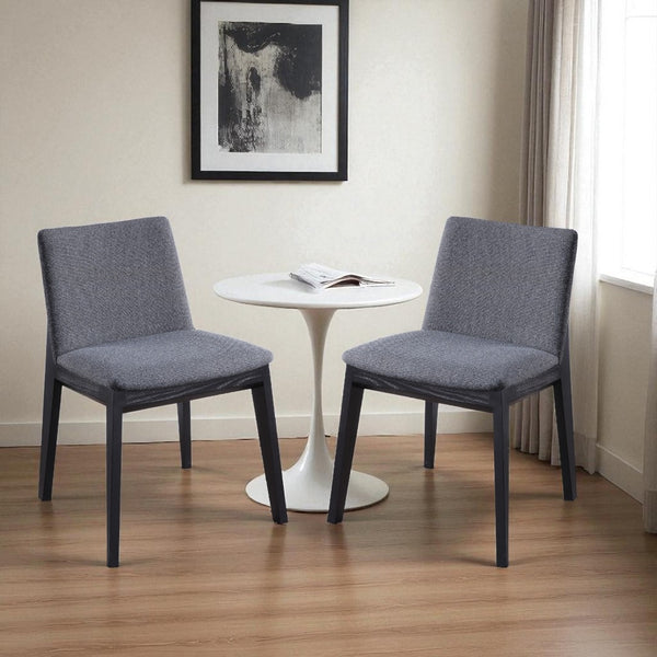HomeRoots Set of Two Stylish Charcoal and Black Upholstered Dining Chairs for Modern Home Decor and Comfort 527915