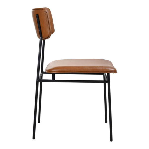 HomeRoots Brown Modern Upholstered Leather Side Chair with Open Back - Stylish Accent for Dining & Living Spaces 527916