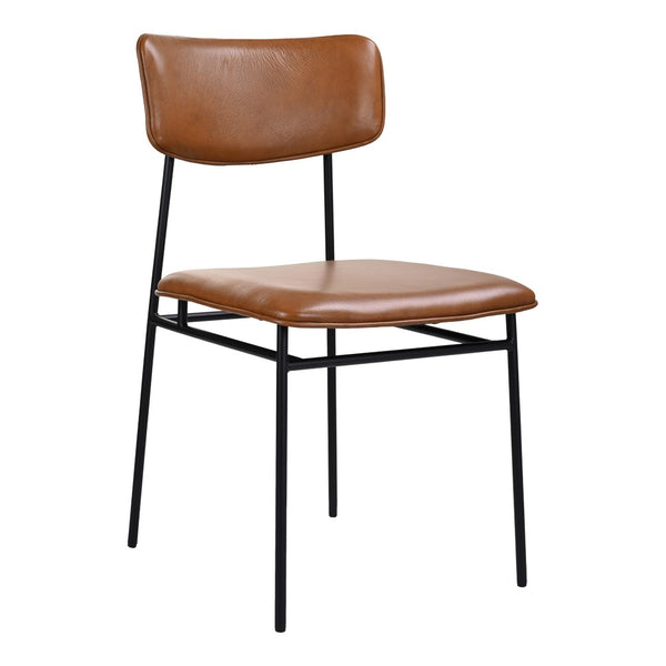 HomeRoots Brown Modern Upholstered Leather Side Chair with Open Back - Stylish Accent for Dining & Living Spaces 527916