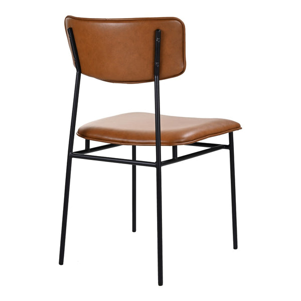 HomeRoots Brown Modern Upholstered Leather Side Chair with Open Back - Stylish Accent for Dining & Living Spaces 527916