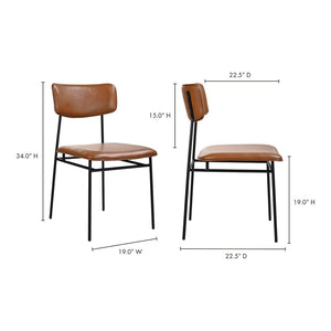 HomeRoots Brown Modern Upholstered Leather Side Chair with Open Back - Stylish Accent for Dining & Living Spaces 527916