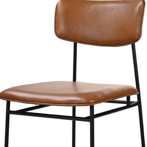 HomeRoots Brown Modern Upholstered Leather Side Chair with Open Back - Stylish Accent for Dining & Living Spaces 527916