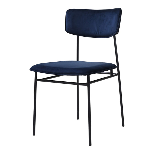 HomeRoots Blue Velvet Upholstered Open Back Dining Side Chair - Modern Armless Design, Stylish & Comfortable Seating 527917