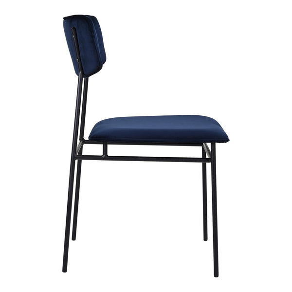 HomeRoots Blue Velvet Upholstered Open Back Dining Side Chair - Modern Armless Design, Stylish & Comfortable Seating 527917