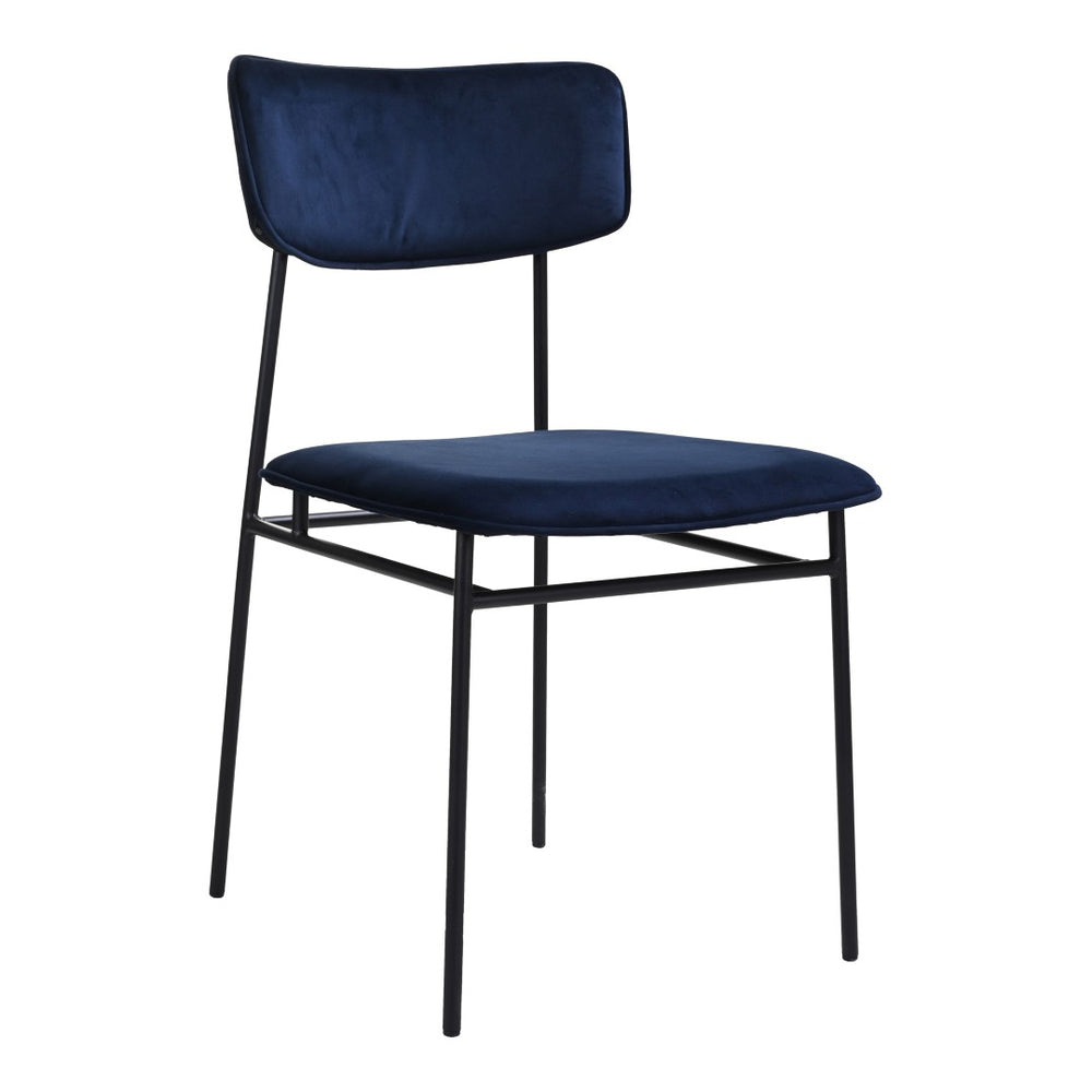 HomeRoots Blue Velvet Upholstered Open Back Dining Side Chair - Modern Armless Design, Stylish & Comfortable Seating 527917