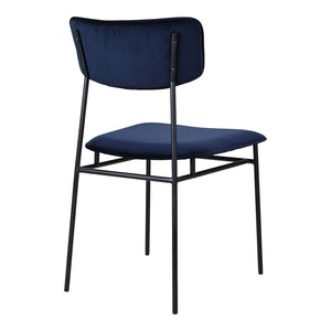 HomeRoots Blue Velvet Upholstered Open Back Dining Side Chair - Modern Armless Design, Stylish & Comfortable Seating 527917