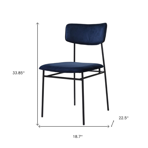 HomeRoots Blue Velvet Upholstered Open Back Dining Side Chair - Modern Armless Design, Stylish & Comfortable Seating 527917