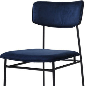 HomeRoots Blue Velvet Upholstered Open Back Dining Side Chair - Modern Armless Design, Stylish & Comfortable Seating 527917