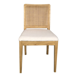 HomeRoots Set of Two Contemporary Upholstered Dining Chairs in White and Natural Wood for Versatile Use 527918