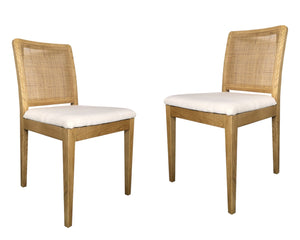 HomeRoots Set of Two Contemporary Upholstered Dining Chairs in White and Natural Wood for Versatile Use 527918