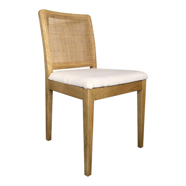 HomeRoots Set of Two Contemporary Upholstered Dining Chairs in White and Natural Wood for Versatile Use 527918