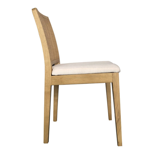 HomeRoots Set of Two Contemporary Upholstered Dining Chairs in White and Natural Wood for Versatile Use 527918