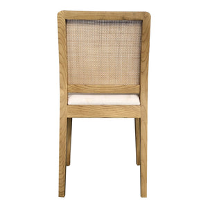 HomeRoots Set of Two Contemporary Upholstered Dining Chairs in White and Natural Wood for Versatile Use 527918