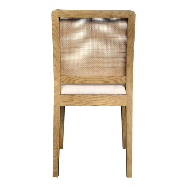 HomeRoots Set of Two Contemporary Upholstered Dining Chairs in White and Natural Wood for Versatile Use 527918