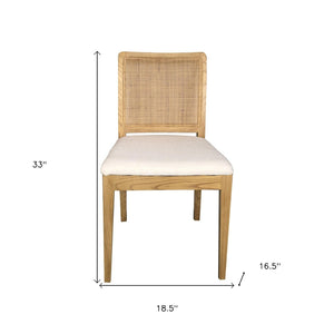 HomeRoots Set of Two Contemporary Upholstered Dining Chairs in White and Natural Wood for Versatile Use 527918
