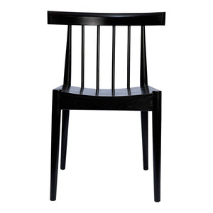 HomeRoots Black Wood Slat Back Dining Side Chair - Stylish, Durable Design for Modern Spaces & Versatile Use 527919