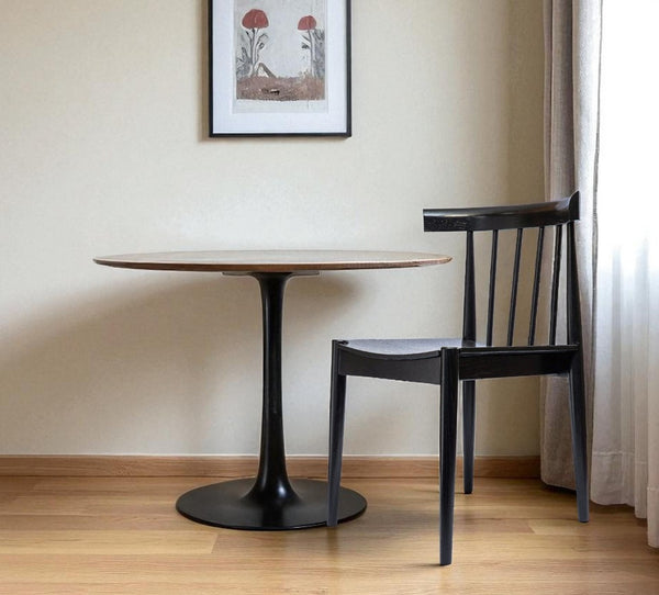 HomeRoots Black Wood Slat Back Dining Side Chair - Stylish, Durable Design for Modern Spaces & Versatile Use 527919