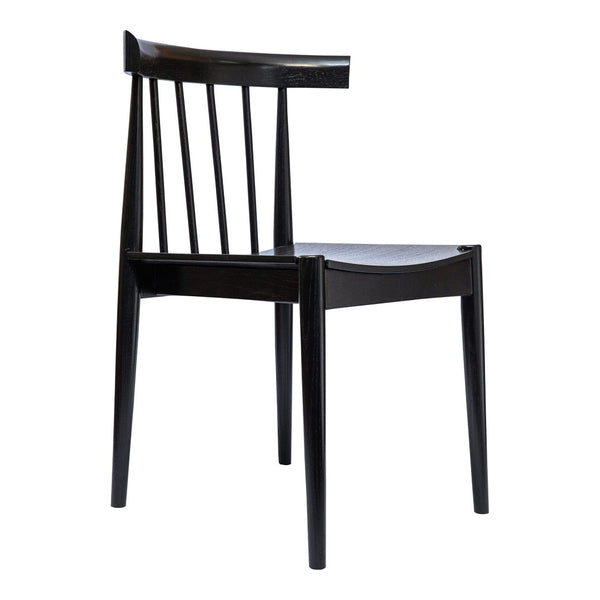 HomeRoots Black Wood Slat Back Dining Side Chair - Stylish, Durable Design for Modern Spaces & Versatile Use 527919