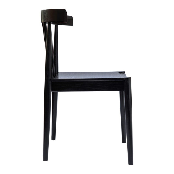 HomeRoots Black Wood Slat Back Dining Side Chair - Stylish, Durable Design for Modern Spaces & Versatile Use 527919