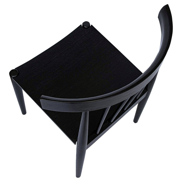 HomeRoots Black Wood Slat Back Dining Side Chair - Stylish, Durable Design for Modern Spaces & Versatile Use 527919